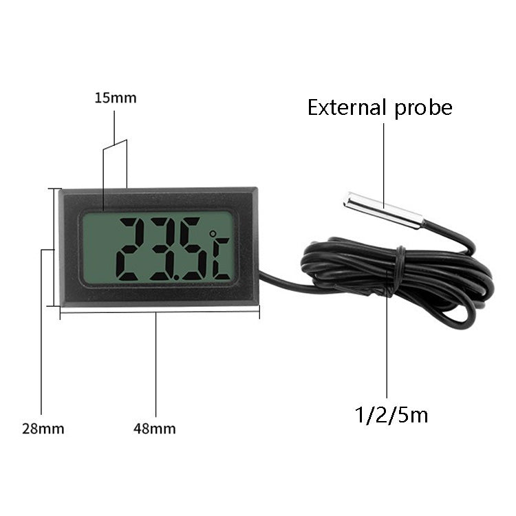 2 PCS Fish Tank Digital Thermometer Water-resistant Probe Electronic Measuring Thermometer, Line Length:  2m (White)