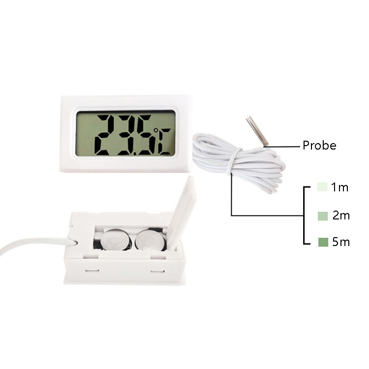 2 PCS Fish Tank Digital Thermometer Water-resistant Probe Electronic Measuring Thermometer, Line Length:  2m (White)