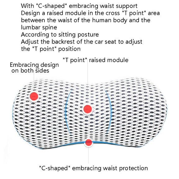 Car Supplies Lumbar Support Memory Foam Car Backrest Lumbar Cushion Seat Cushion Lumbar Pillow, Colour: 4D Grid Black