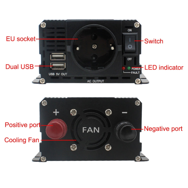 1500W LCD Smart Home Car Inverter 12V To 220V Power Converter