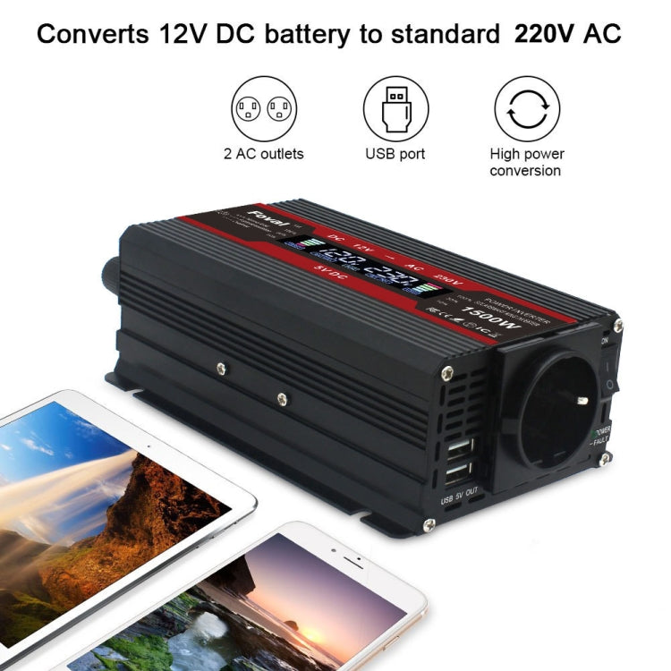 3000W LCD Smart Home Car Inverter 12V To 220V Power Converter