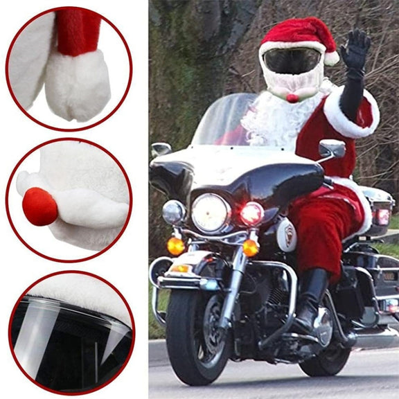 Motorcycle Helmet Christmas Hat Outdoor Crazy Funny Santa Helmet Cover