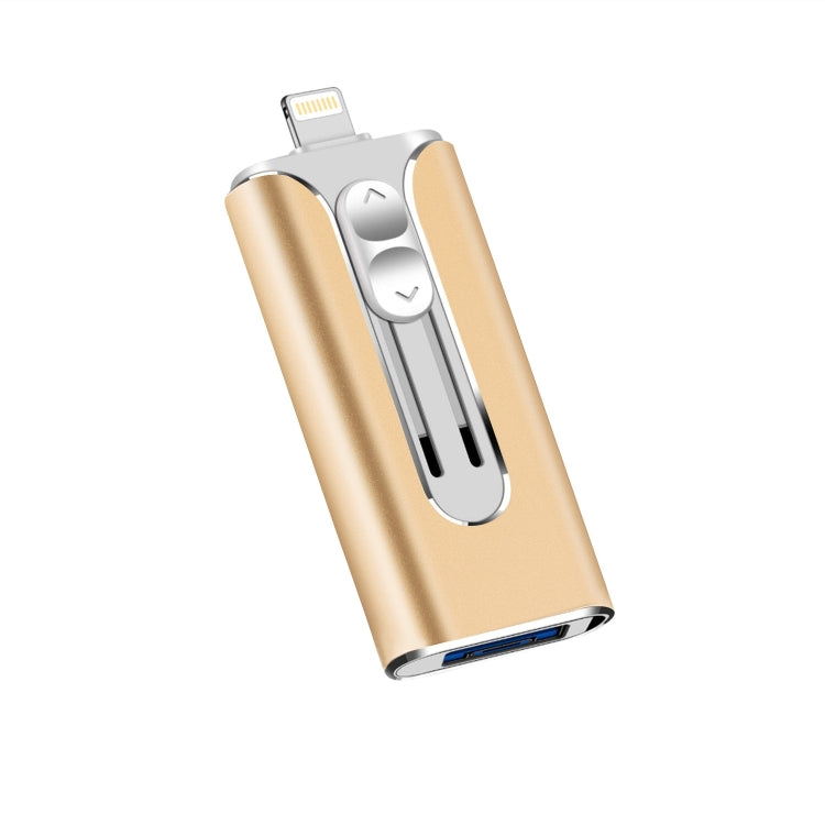 128GB Micro USB + 8 Pin + USB 2.0 3 in 1 Mobile Phone Computer U-Disk(Gold)