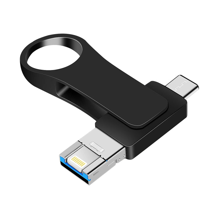 16GB USB 3.0 + 8 Pin + USB-C / Type-C 3 in 1 Mobile Computer Metal U-Disk(Black)