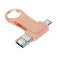 32GB USB 3.0 + 8 Pin + USB-C / Type-C 3 in 1 Mobile Computer Metal U-Disk(Pink) - U Disk & Card Reader by PMC TechLife | Online Shopping South Africa | PMC TechLife