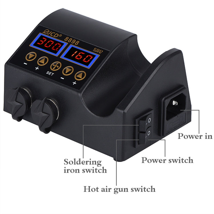 Hot Air Desoldering Station Dual Digital Display Two In One Temperature Control Electric Soldering Iron Soldering Station, EU Plug