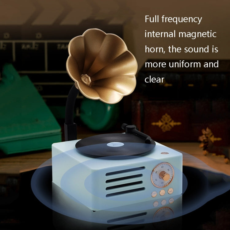 T15 Petunia Retro Vinyl Record Player Wireless Multifunction Mini Bluetooth Audio(White)