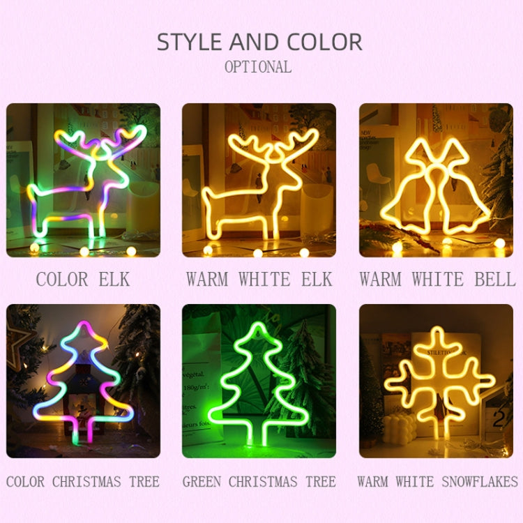 Christmas Decoration Neon Lights Wall-Mounted Ornaments, Spec: Bell-Warm Light