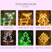 Christmas Decoration Neon Lights Wall-Mounted Ornaments, Spec: Bell-Warm Light