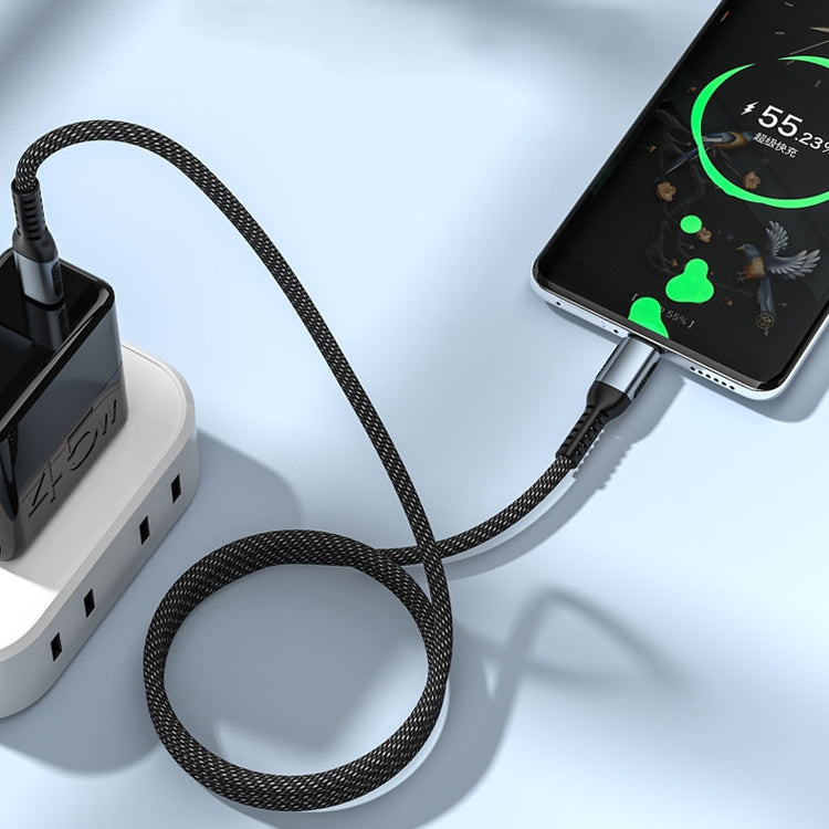 1m 100W PD Fast Charge Type-C Male to Male Data Sync Charging Braided Cable, Length: