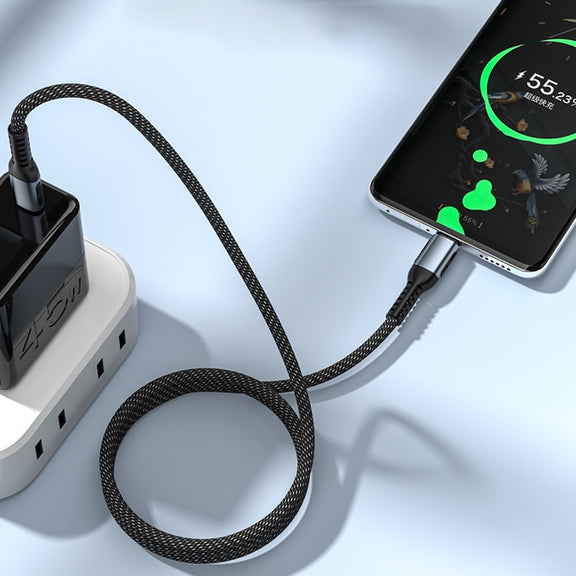 1m 100W PD Fast Charge Type-C Male to Male Data Sync Charging Braided Cable, Length: