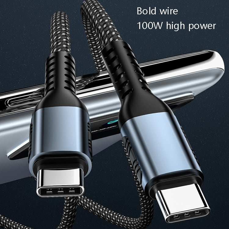 2m 100W PD Fast Charge Type-C Male to Male Data Sync Charging Braided Cable