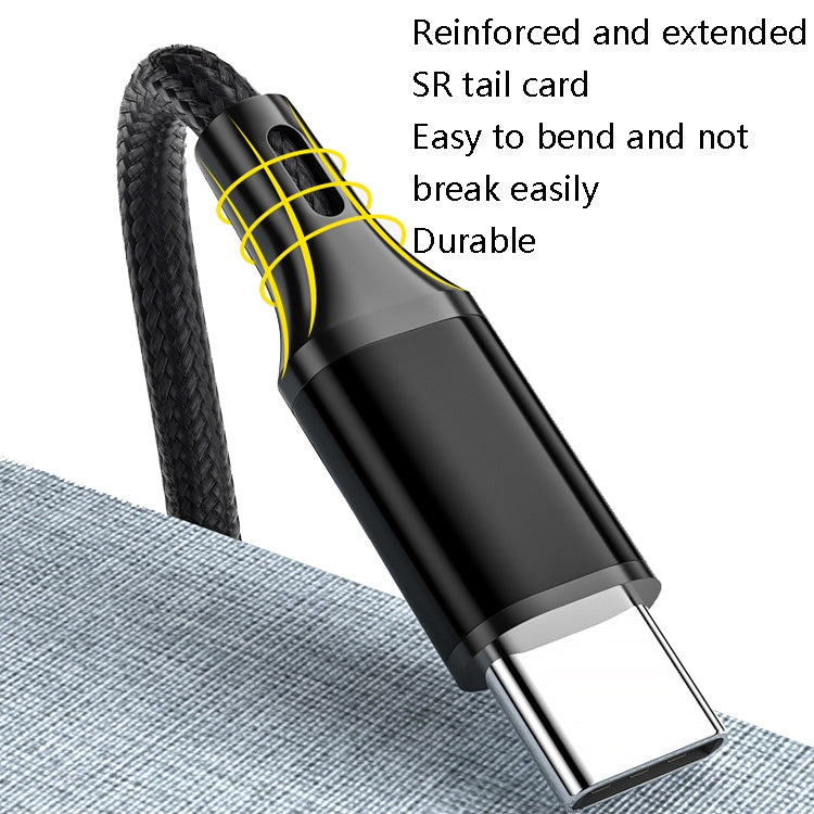 4 PCS 2.4A USB-C / Type-C to USB Braided Fast Charging Sync Data Cable, Length: 2m (Black)