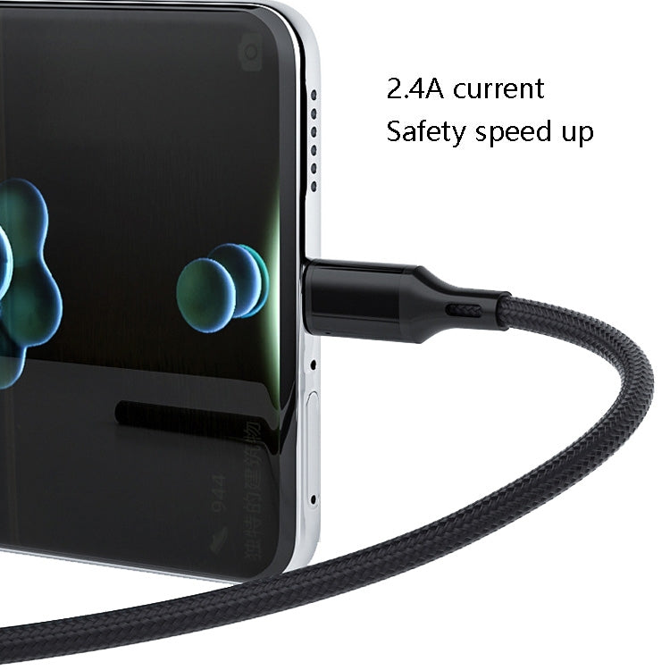 4 PCS 2.4A USB-C / Type-C to USB Braided Fast Charging Sync Data Cable, Length: 2m (Black)
