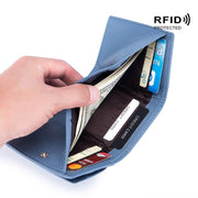 CL-2753 Leather RFID Short Coin Purse Wallet(Dark Green)