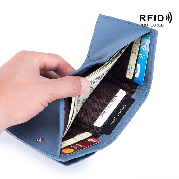 CL-2753 Leather RFID Short Coin Purse Wallet(Dark Green)