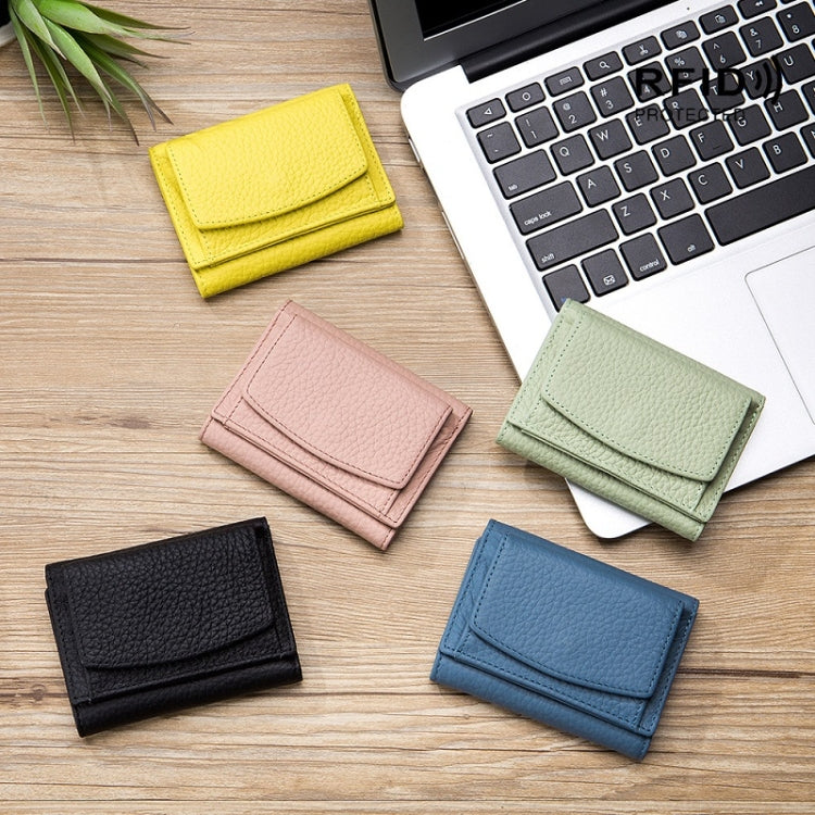 CL-2753 Leather RFID Short Coin Purse Wallet(Purple)