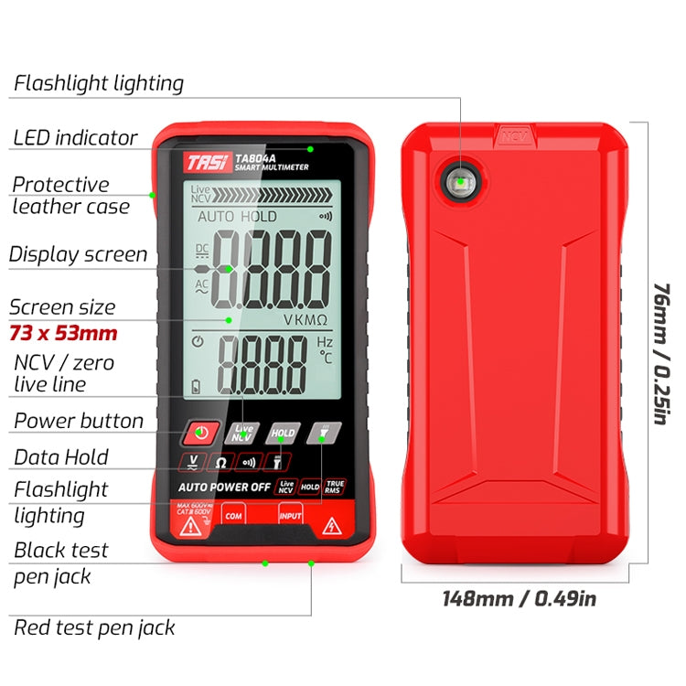 TASI TA804A Auto Digital Intelligent Multimeter OHM NCV Voltage Meter