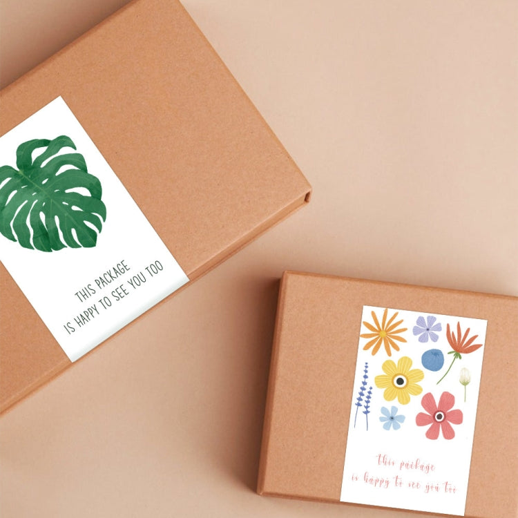 4 Packs 50 Sheets/Pack  Green Leaf Rectangular Stickers Gift Box Sealing Stickers(A3)