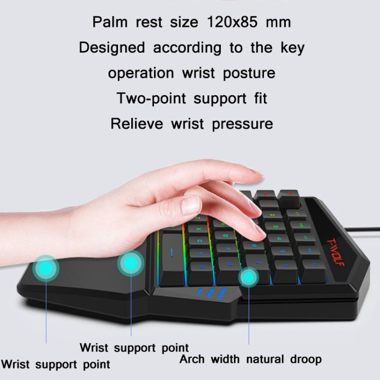 T-WOLF Mobile Gaming One-Handed Keyboard���Specification��� Keyboard + Mouse + Throne