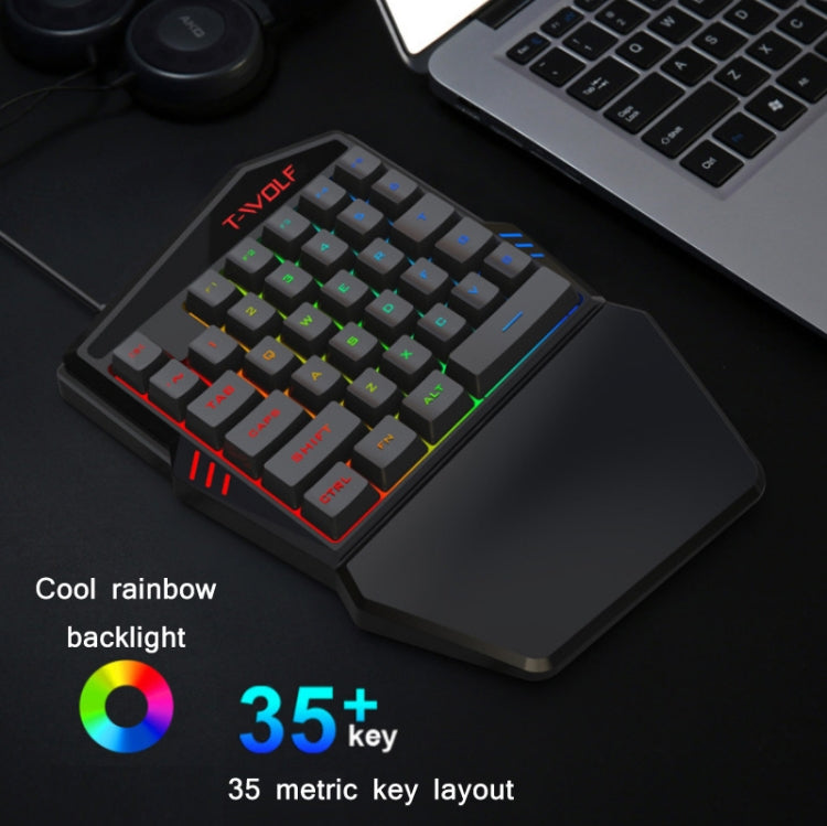 T-WOLF Mobile Gaming One-Handed Keyboard���Specification��� Keyboard + Mouse + Throne