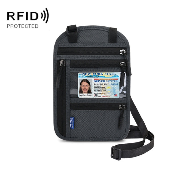 RFID Multi-Function Halter Passport Bag Certificate Protection Cover(Dark Gray)