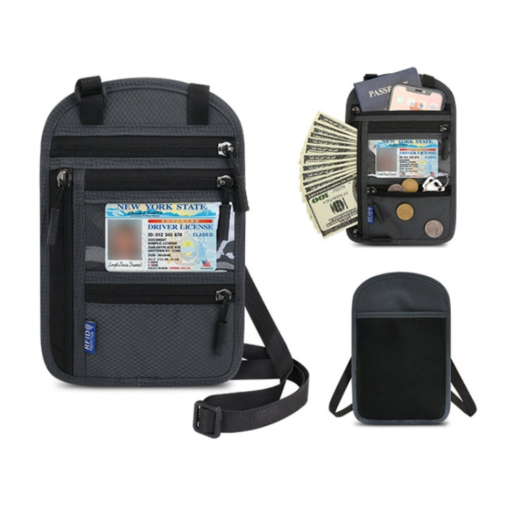 RFID Multi-Function Halter Passport Bag Certificate Protection Cover(Dark Gray)