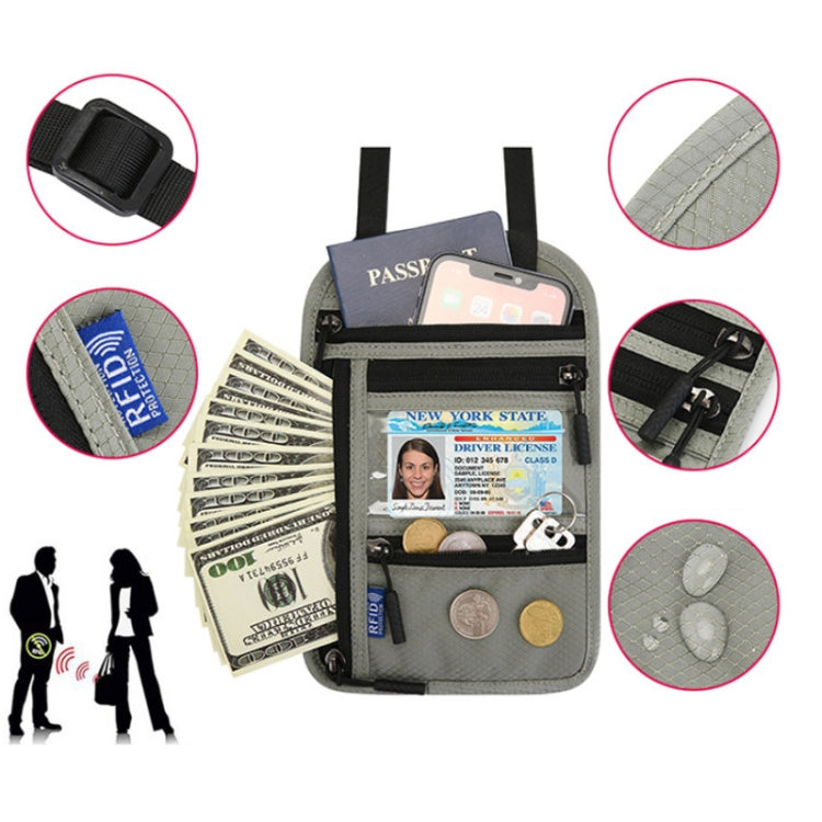 RFID Multi-Function Halter Passport Bag Certificate Protection Cover(Dark Gray)
