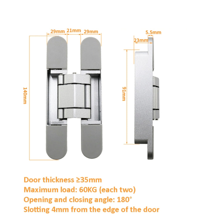 Three-Dimensional Adjustable Cross Hinge Folding Door Concealed Hinge, Specification: No. 2 Sand Silver 60kg