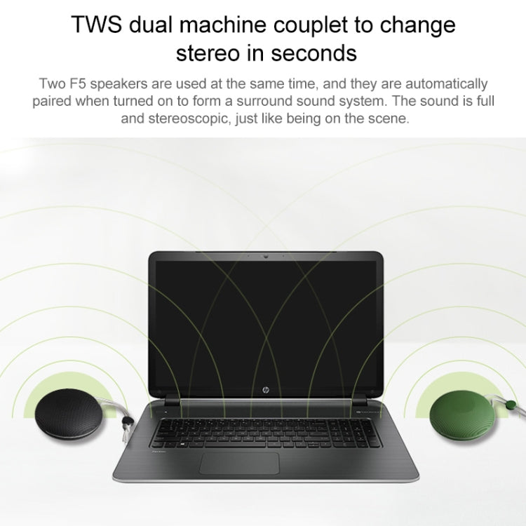 F5 TWS Outdoor Water-resistant Mini Bluetooth Speaker with Lanyard Support Hands-free(Black)