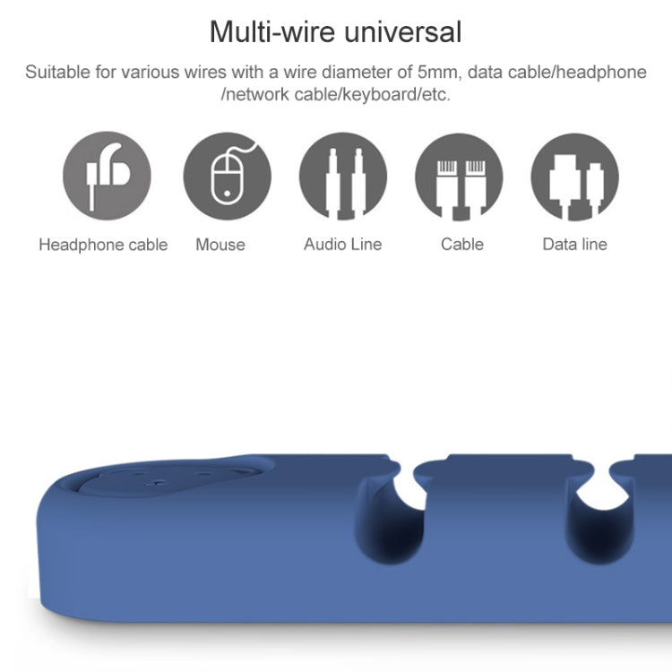 6 Holes Bear Silicone Desktop Data Cable Organizing And Fixing Device(Lilac Purple)