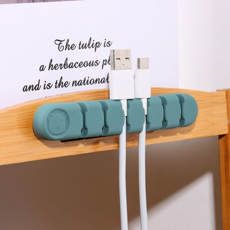 6 Holes Bear Silicone Desktop Data Cable Organizing And Fixing Device(Lilac Purple)