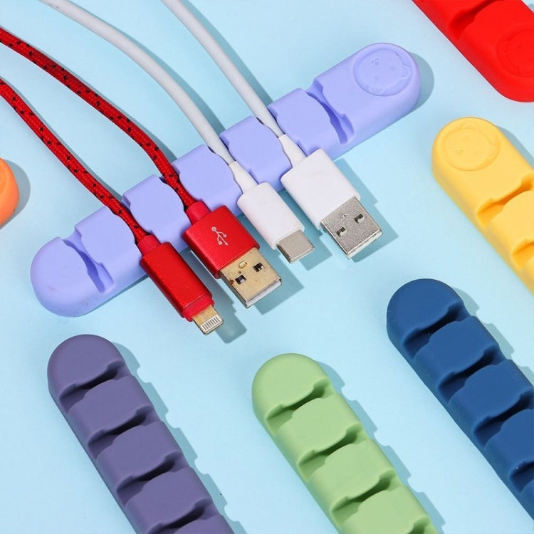 6 Holes Bear Silicone Desktop Data Cable Organizing And Fixing Device(Lilac Purple)