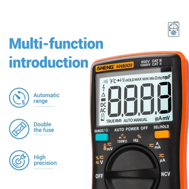 ANENG AN8009 NVC Digital Display Multimeter, Specification: Standard(Black)