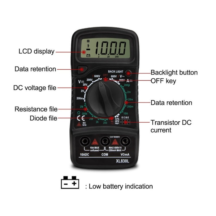 ANENG XL830L Multi-Function Digital Display High-Precision Digital Multimeter, Specification: Bubble Bag Packing(Blue)