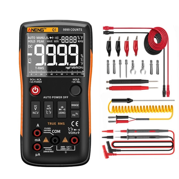ANENG AN-Q1 Automatic High-Precision Intelligent Digital Multimeter, Specification: Standard with Cable(Orange)