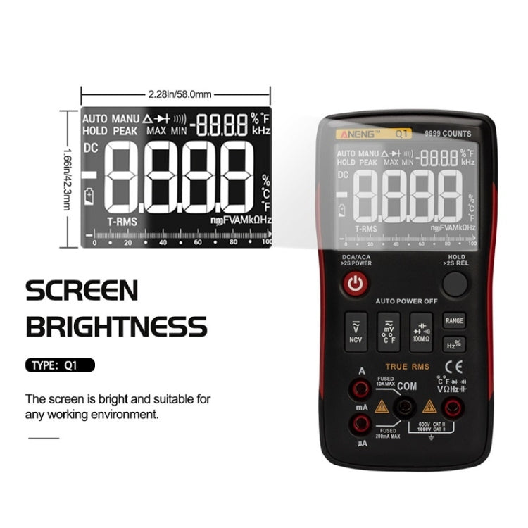 ANENG AN-Q1 Automatic High-Precision Intelligent Digital Multimeter, Specification: Standard with Cable(Orange)