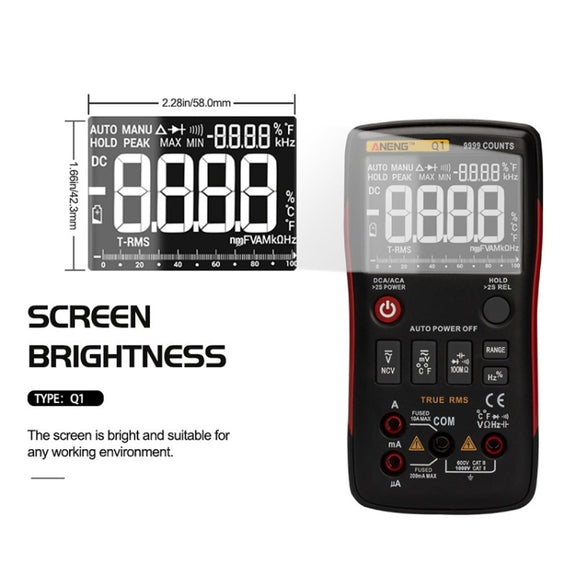 ANENG AN-Q1 Automatic High-Precision Intelligent Digital Multimeter, Specification: Standard with Cable(Orange)