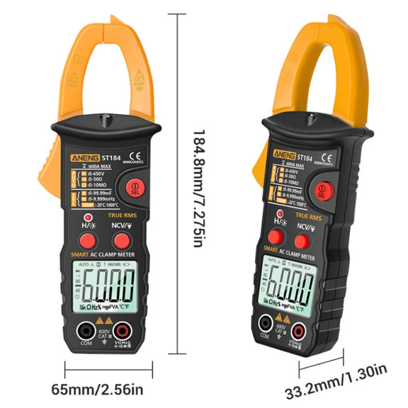 ANENG ST184 Automatically Identify Clamp-On Smart Digital Multimeter(Black)