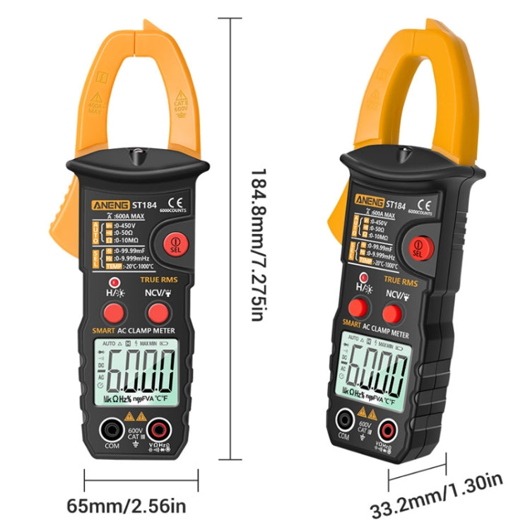 ANENG ST184 Automatically Identify Clamp-On Smart Digital Multimeter(Red)
