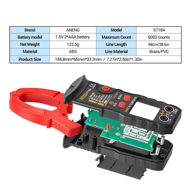 ANENG ST184 Automatically Identify Clamp-On Smart Digital Multimeter(Black)