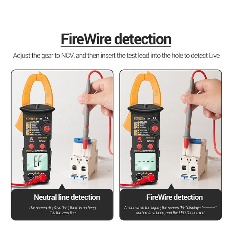 ANENG ST184 Automatically Identify Clamp-On Smart Digital Multimeter(Black)