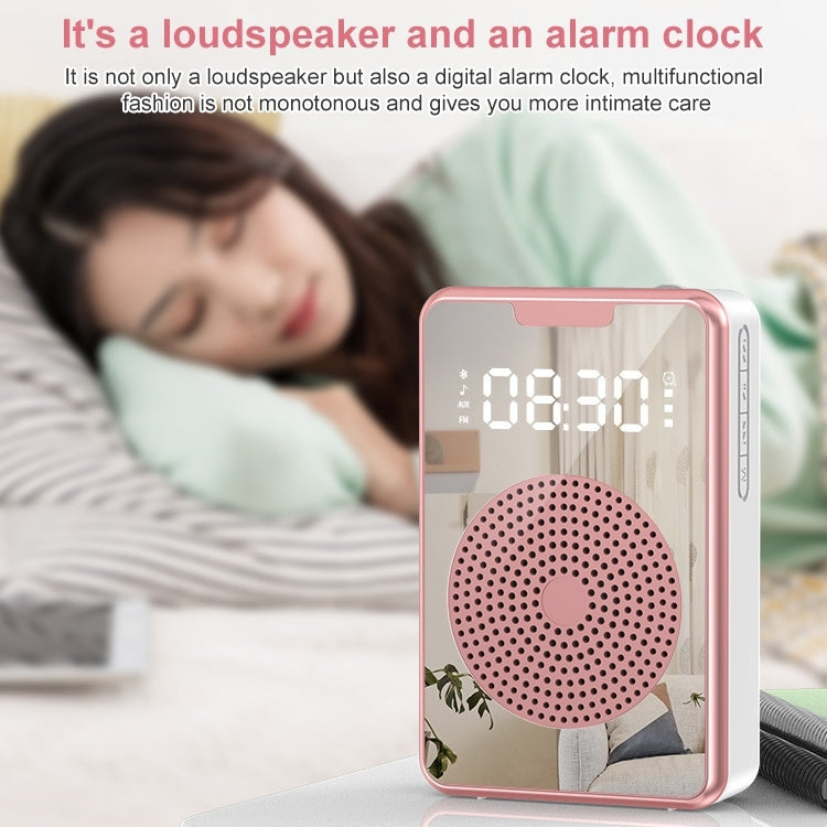ZXL-H3 Portable Teaching Microphone Amplifier with Time Display, Spec: Wired Version (Rose Gold)