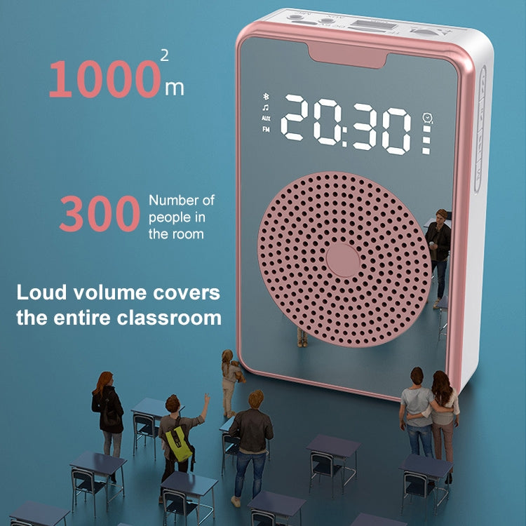 ZXL-H3 Portable Teaching Microphone Amplifier with Time Display, Spec: Wireless Version (White)