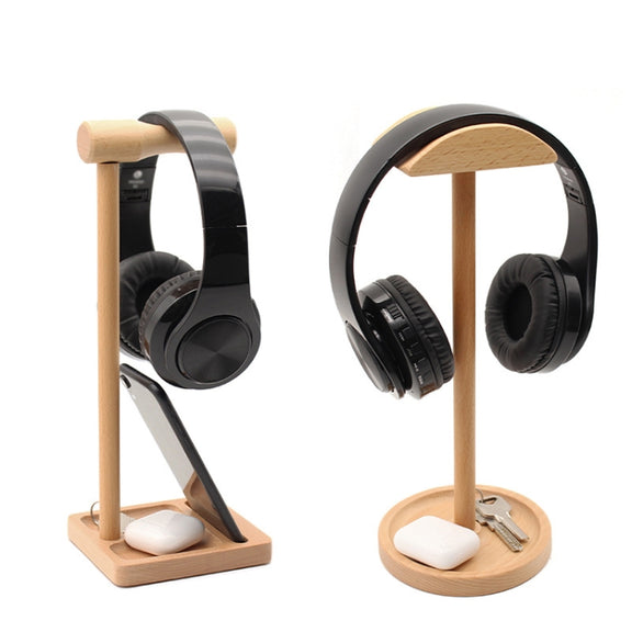 AM-EJZJ001 Desktop Solid Wood Headset Display Stand, Style: E