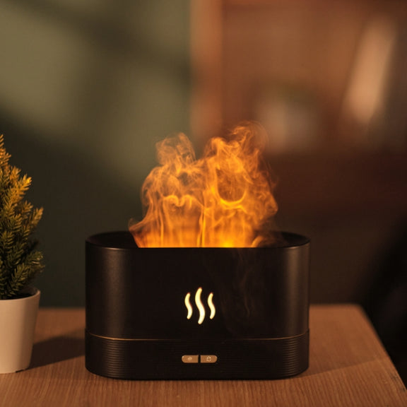 Flame Aroma Diffuser Night Light Humidifier(Black)