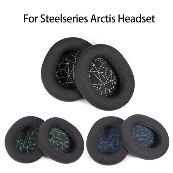 1 Pair Sponge Headset Pad for Steelseries Arctis Pro / Arctis 3 / 5 / 7(Blue Print Mesh)