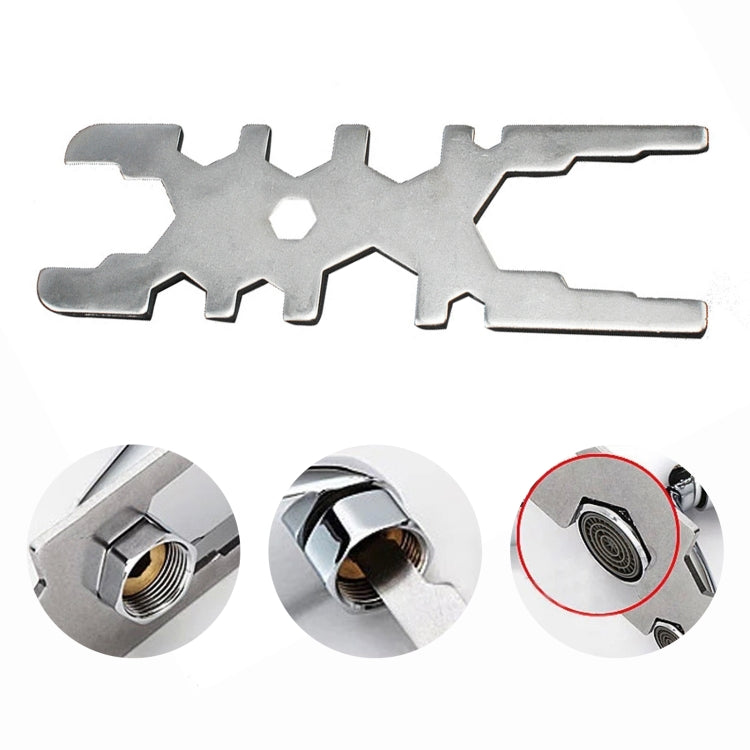 H-Type Multifunctional Socket Bathroom Install Faucet Wrench(Silver)