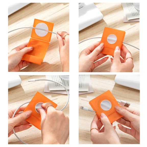 2 Sets Portable Mobile Phone Data Cable Storage Box(Orange+Blue)