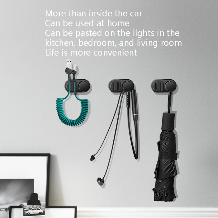 3 PCS Car Sticky Storage Data Cable Hook(Black)